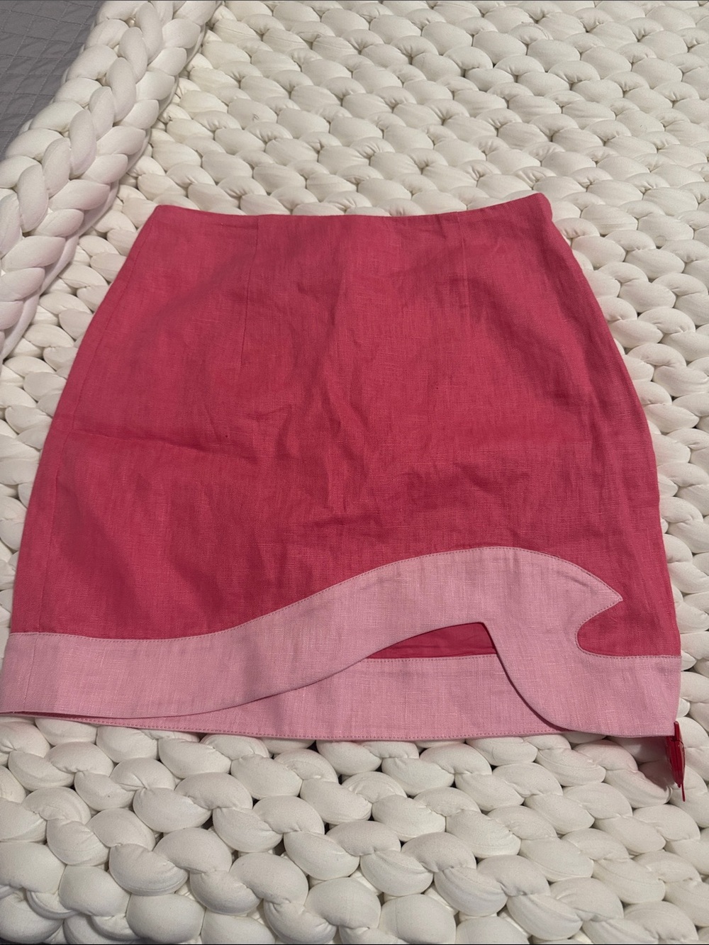 STAUD Pink Two-Tone Wave Hem Mini Skirt